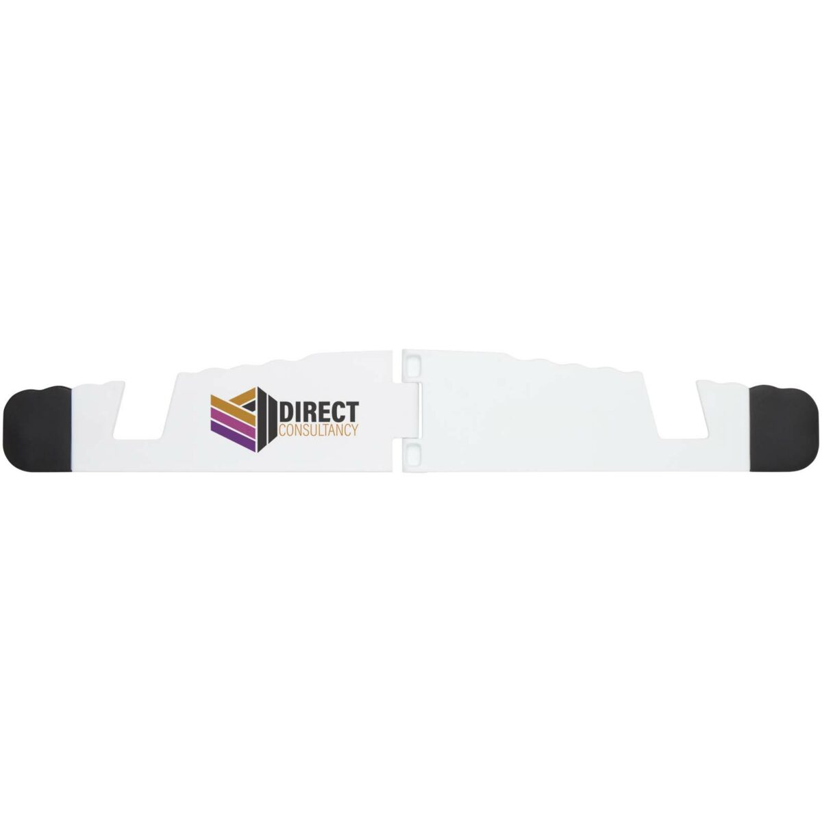 Buna recycled plastic foldable tablet and phone stand – White with logo