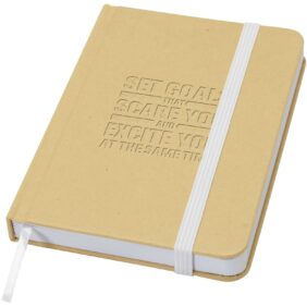 Reed A6 recycled hard cover notebook with plain pages – White with logo