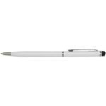 Ore aluminium ballpoint pen with stylus (blue ink) – White front view
