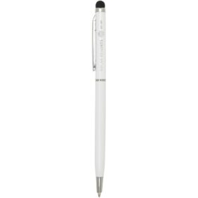 Ore aluminium ballpoint pen with stylus (blue ink) – White with logo