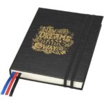 Alder A5 hard cover notebook – Solid black with logo