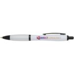 Nash recycled plastic ballpoint pen with black trims (black ink) – White with logo