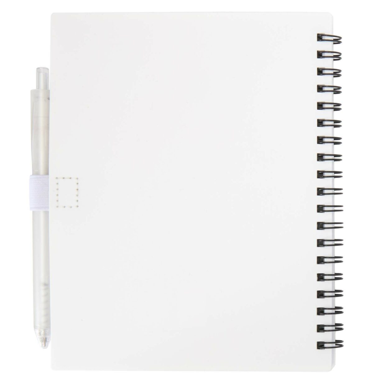 Niove recycled plastic soft cover notebook and ballpoint pen set (blue ink) – White back view