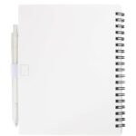 Niove recycled plastic soft cover notebook and ballpoint pen set (blue ink) – White back view