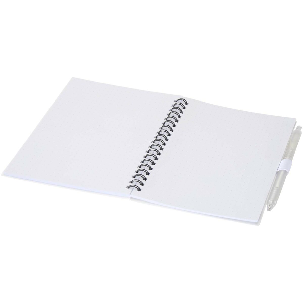 Niove recycled plastic soft cover notebook and ballpoint pen set (blue ink) – White extra view
