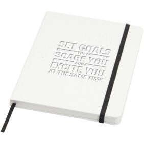 Holm A5 stone paper hard cover notebook with lined pages – White with logo