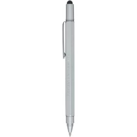 Dora recycled aluminium multifunctional pen (black ink) – Silver with logo