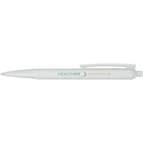 Elsa recycled plastic ballpoint pen (black ink) – White with logo
