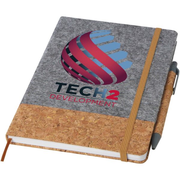 Veronica A5 hard cover notebook – Grey with logo