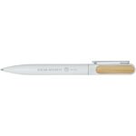 Blanca recycled aluminium ballpoint pen (black ink) – White with logo