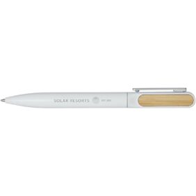 Blanca recycled aluminium ballpoint pen (black ink) – White with logo
