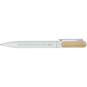 Blanca recycled aluminium ballpoint pen (blue ink) – White with logo