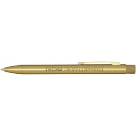 Beatriz recycled brass ballpoint pen (blue ink) – Gold with logo