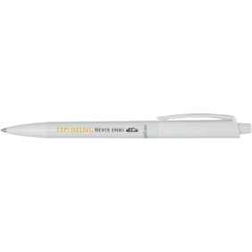 Martha recycled plastic ballpoint pen (black ink) – White with logo