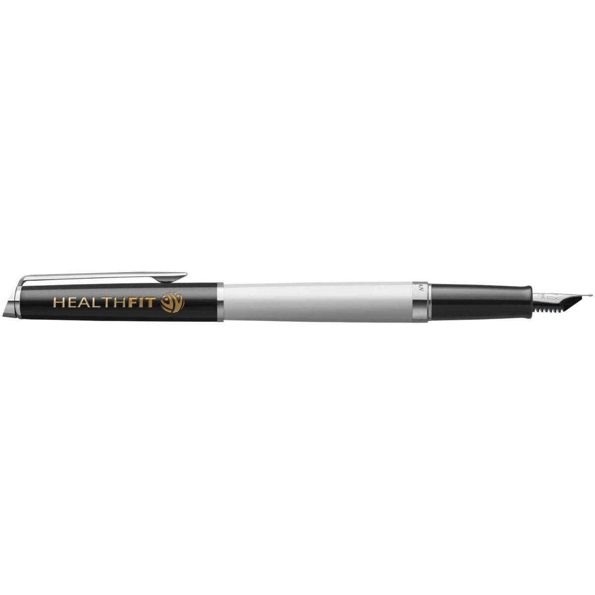 Hemisphere colour blocking fountain pen with palladium trim (blue ink) – White with logo