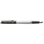 Hemisphere colour blocking fountain pen with palladium trim (blue ink) – White with logo