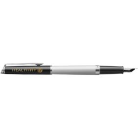 Hemisphere colour blocking fountain pen with palladium trim (blue ink) – White with logo