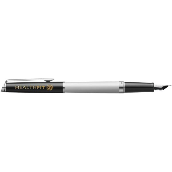 Hemisphere colour blocking fountain pen with palladium trim (blue ink) – White with logo