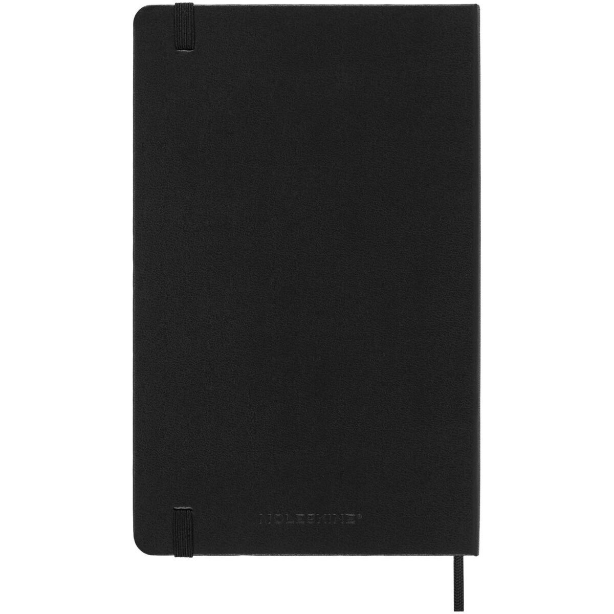 Moleskine hard cover 12 month L weekly planner vertical – Solid black back view