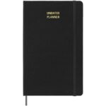 Moleskine hard cover undated L weekly planner – Solid black front view