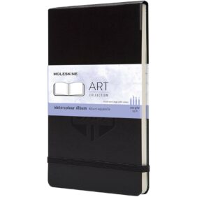 Moleskine large art water colour album – Solid black with logo