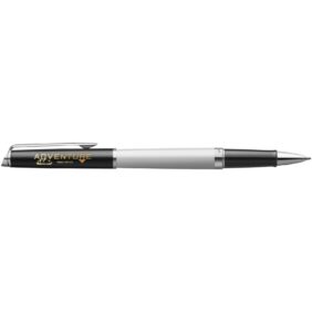 Hemisphere colour blocking rollerball pen with palladium trim (black ink) – White with logo