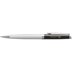 Hemisphere colour blocking ballpoint pen with palladium trim (blue ink) – White with logo