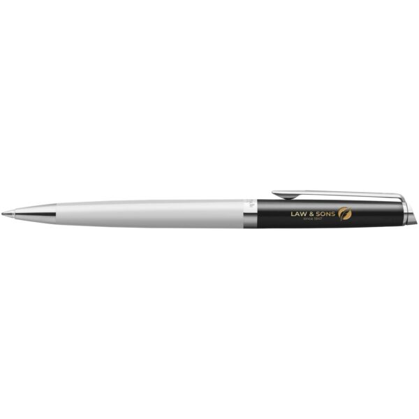 Hemisphere colour blocking ballpoint pen with palladium trim (blue ink) – White with logo