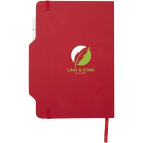 Nexus A5 hard cover notebook with pen and pencil combo (black ink) – Red with logo
