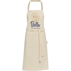 Nia 200 g/m² recycled cotton apron – Oatmeal with logo