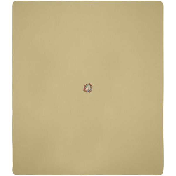 Huggy fleece plaid blanket with carry pouch 220x250 cm – Beige with logo