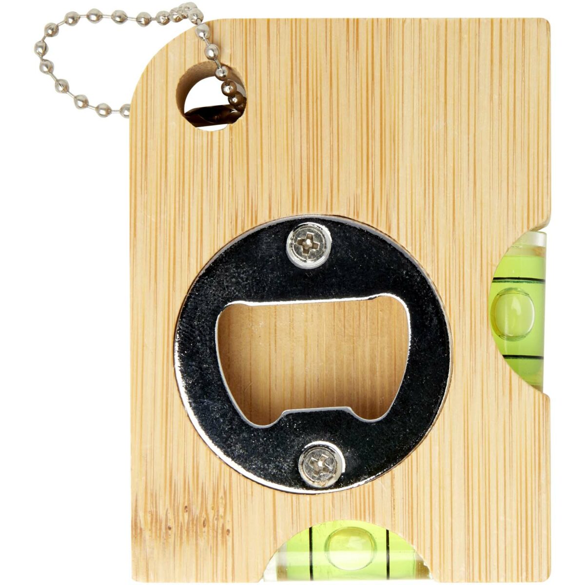 Levo bamboo bottle opener with level – Natural back view