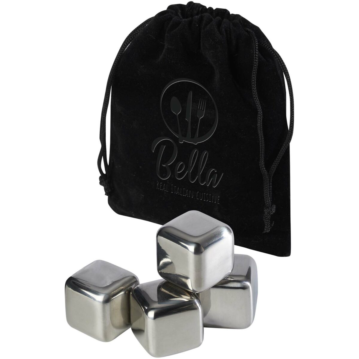 Froz stainless steel ice cubes set – Solid black with logo