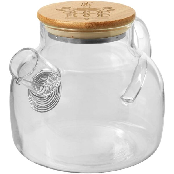 Zen tea pot with strainer and bamboo lid – Transparent with logo
