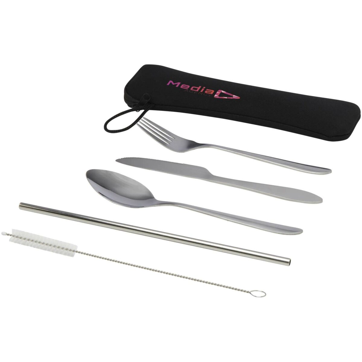 Sheen 5-piece stainless steel cutlery set – Silver with logo