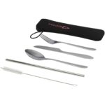 Sheen 5-piece stainless steel cutlery set – Silver with logo
