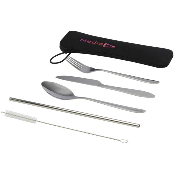 Sheen 5-piece stainless steel cutlery set – Silver with logo