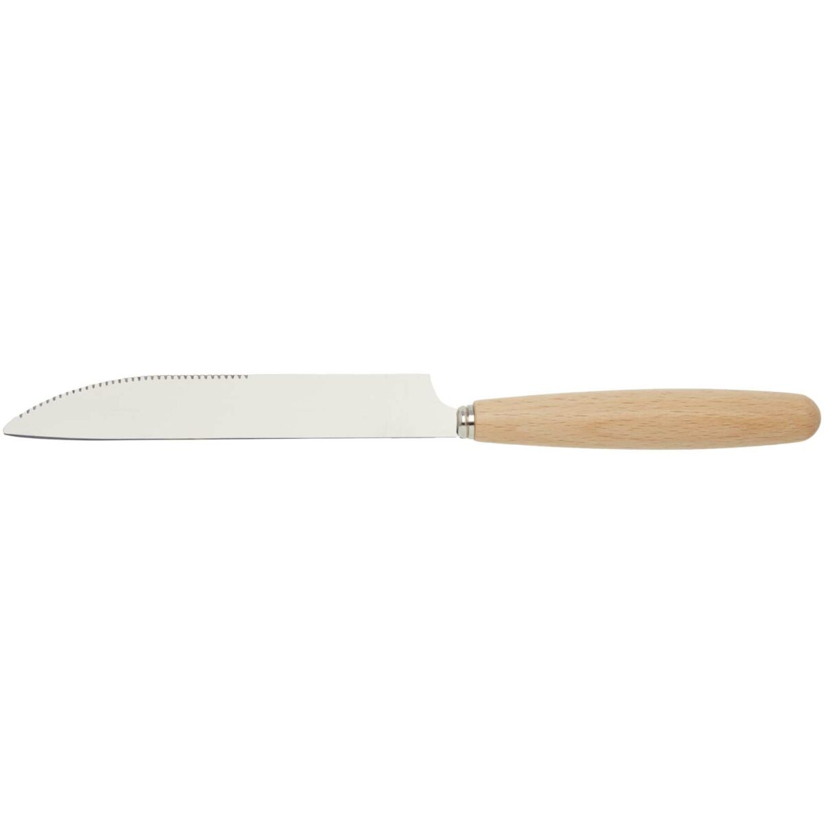 Root 5-piece stainless steel and beech wood cutlery set – Natural front view