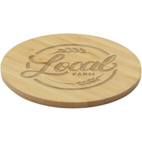 Cha bamboo coaster – Natural with logo
