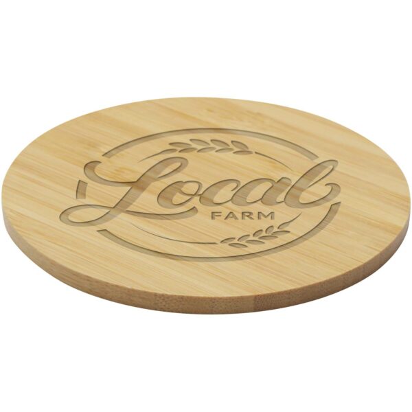 Cha bamboo coaster – Natural with logo