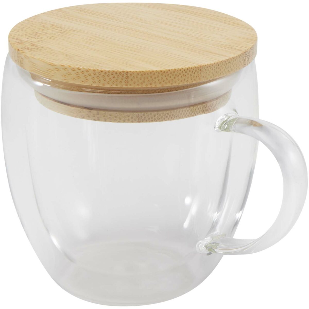 Lenora 250 ml glass cup with bamboo lid – Transparent clear extra view