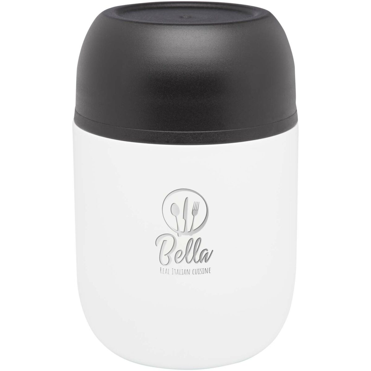 Supo 480 ml double-walled recycled stainless steel lunch pot – White with logo