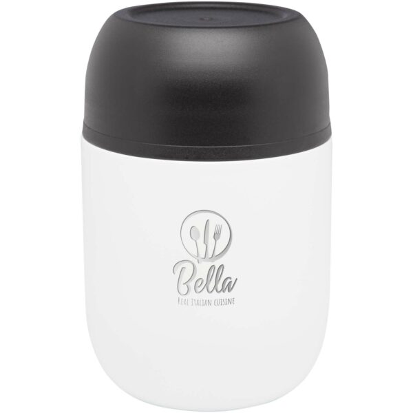 Supo 480 ml double-walled recycled stainless steel lunch pot – White with logo