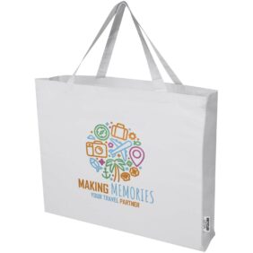 Odessa 220 g/m² GRS recycled cotton tote bag 40L – White with logo