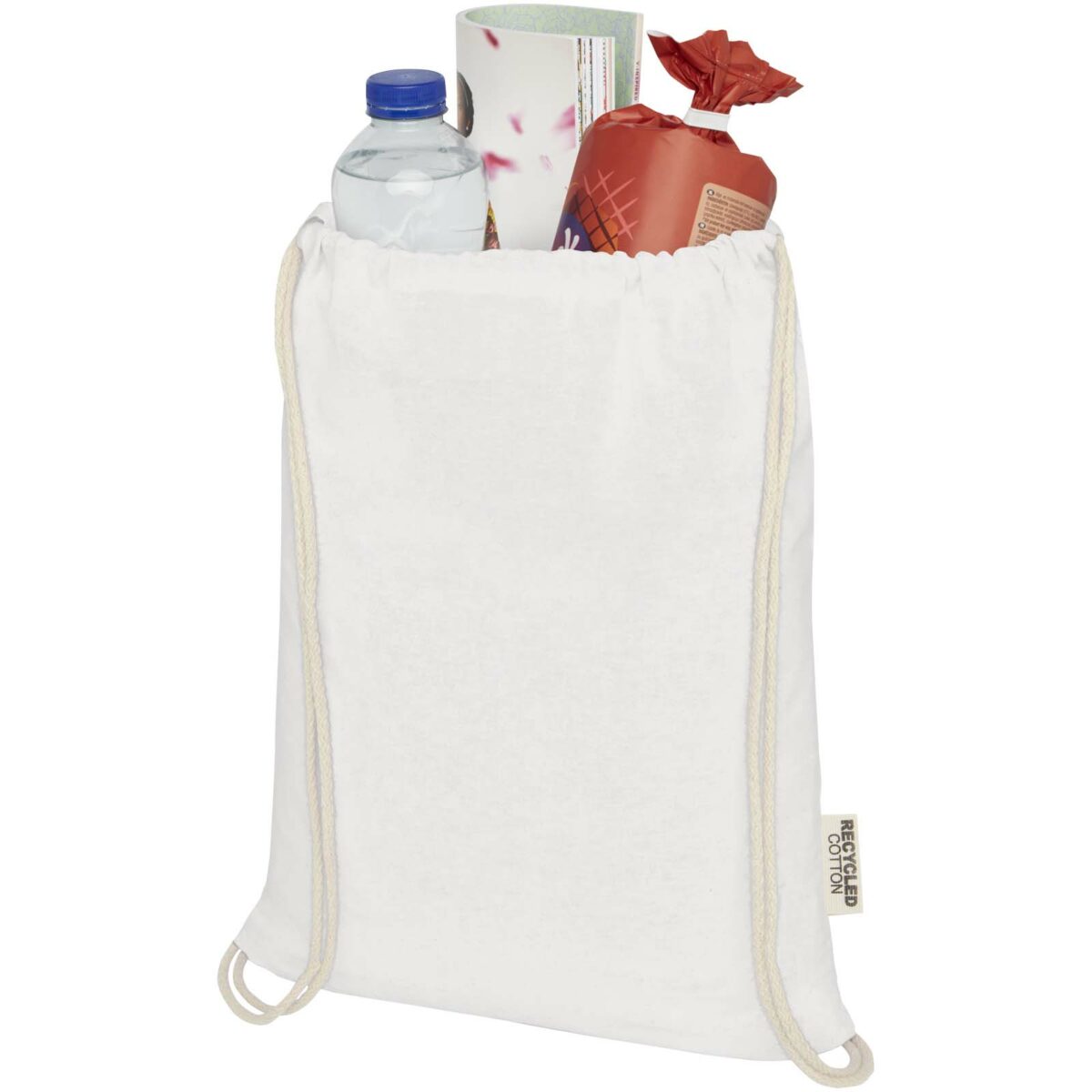 Oregon 140 g/m² GRS recycled cotton drawstring bag – White extra view