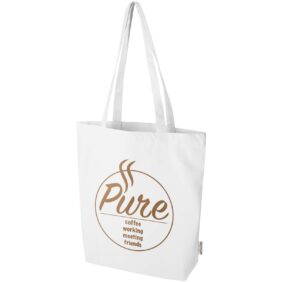 Florida 270 g/m² GRS recycled tote bag 10L – White with logo