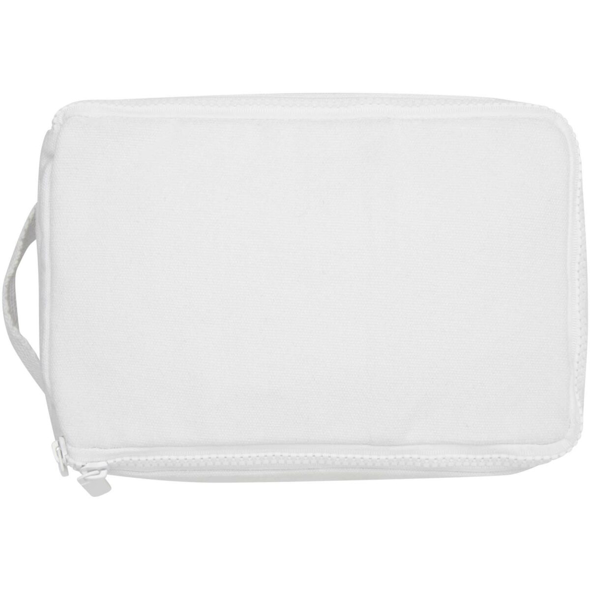 Pack 500 g/m² Aware™ recycled toiletry organiser – White front view