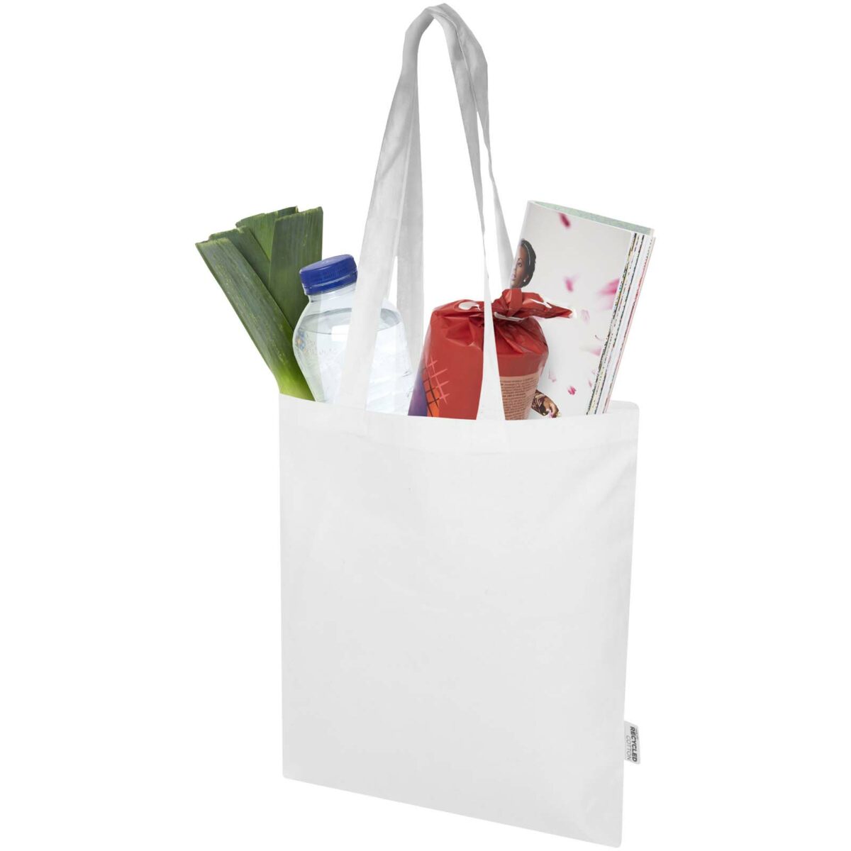 Madras Blend 140 g/m² GRS recycled cotton tote bag 7L – White extra view