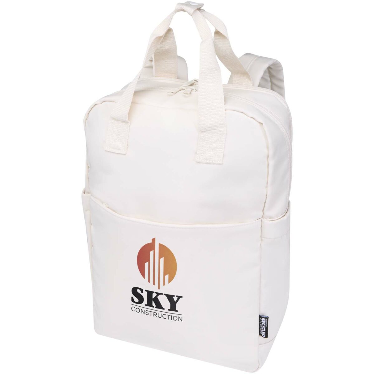 Trip 14” Aware™ recycled travel laptop backpack 9L – Off white with logo