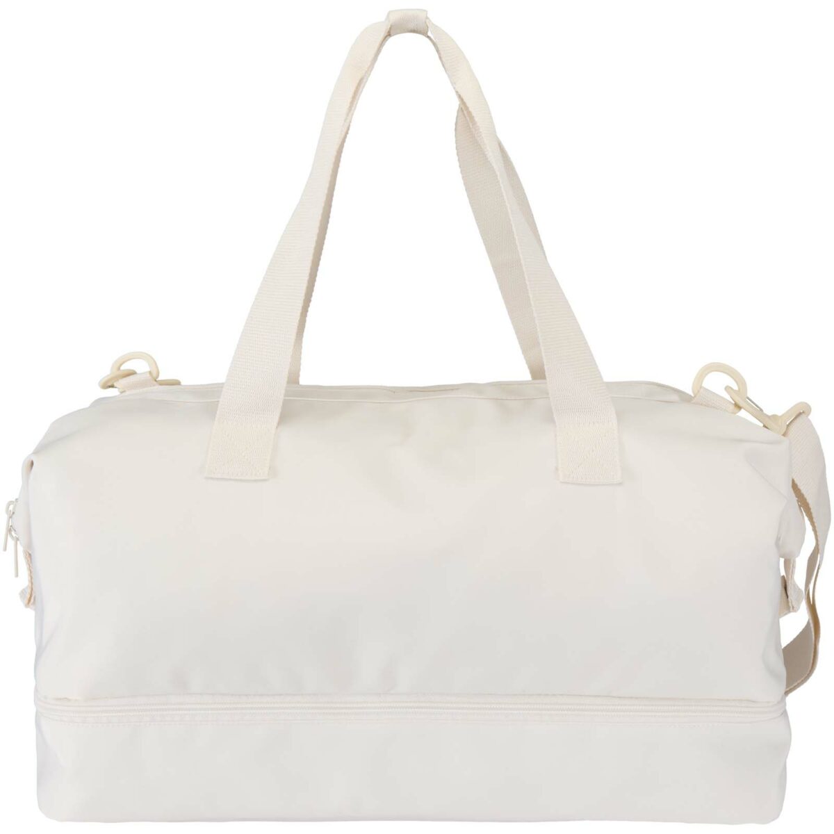Trip Aware™ recycled travel duffel bag 42L – Off white back view
